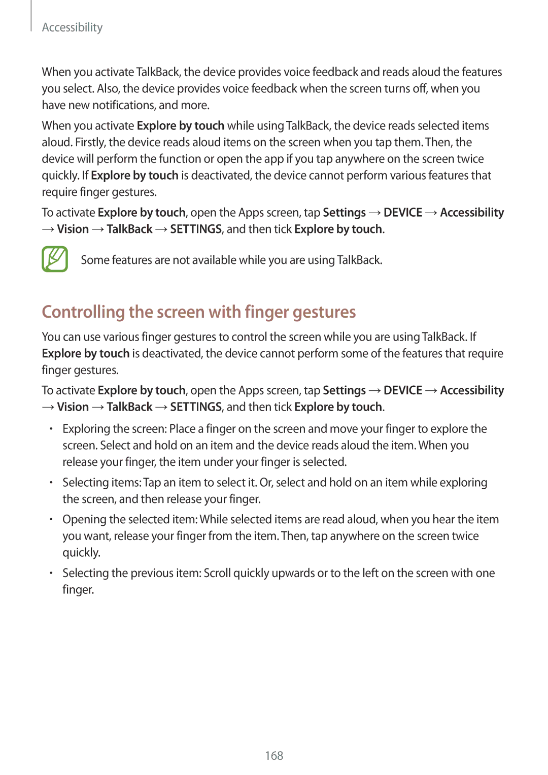 Samsung SM-T700NTSAXSK, SM-T700NZWAXEO, SM-T700NZWASEB, SM-T700NZWADBT manual Controlling the screen with finger gestures 