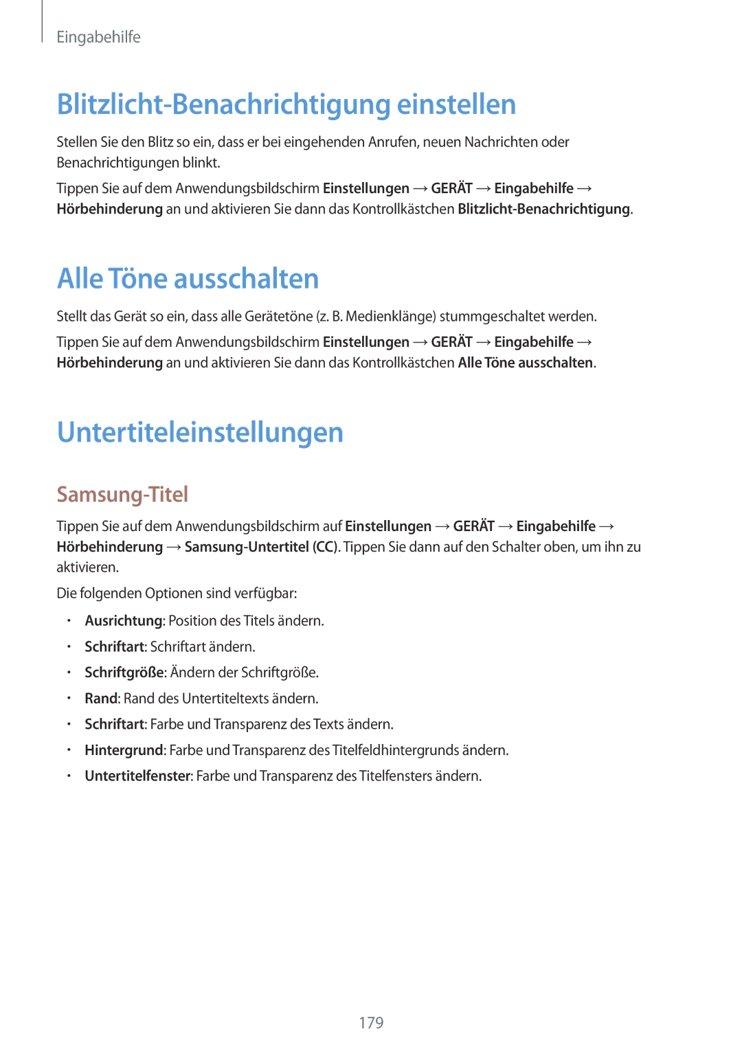 Samsung SM-T700NZWAXEF, SM-T700NZWAXEO, SM-T700NZWASEB manual Blitzlicht-Benachrichtigung einstellen, Alle Töne ausschalten 