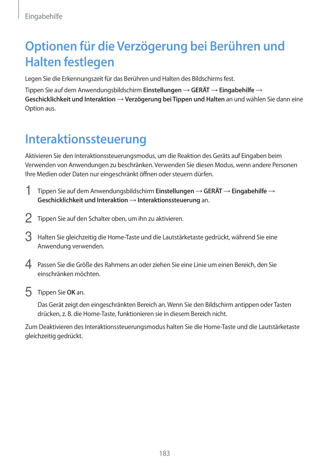 Samsung SM-T700NTSADBT, SM-T700NZWAXEO, SM-T700NZWASEB, SM-T700NZWADBT, SM-T700NZWATPH, SM-T700NZWAEUR Interaktionssteuerung 