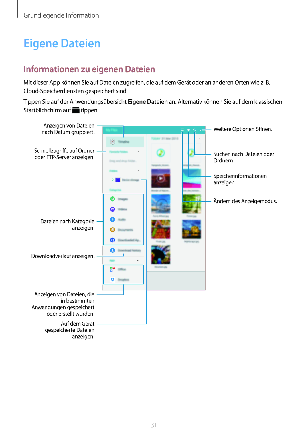 Samsung SM-T700NZWASEB, SM-T700NZWAXEO, SM-T700NZWADBT, SM-T700NTSADBT manual Eigene Dateien, Informationen zu eigenen Dateien 