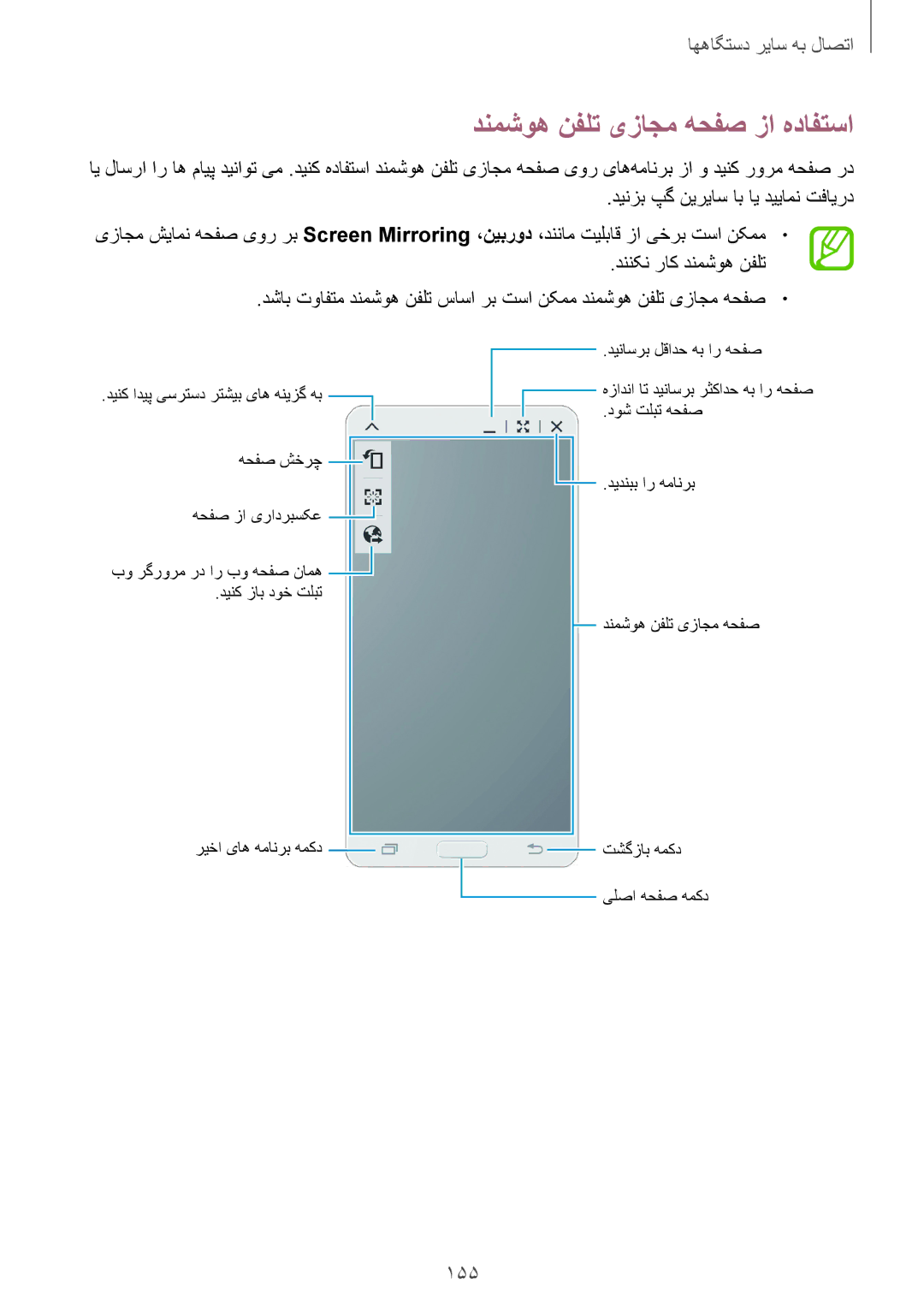 Samsung SM-T705NTSAKSA manual دنمشوه نفلت یزاجم هحفص زا هدافتسا, 155 