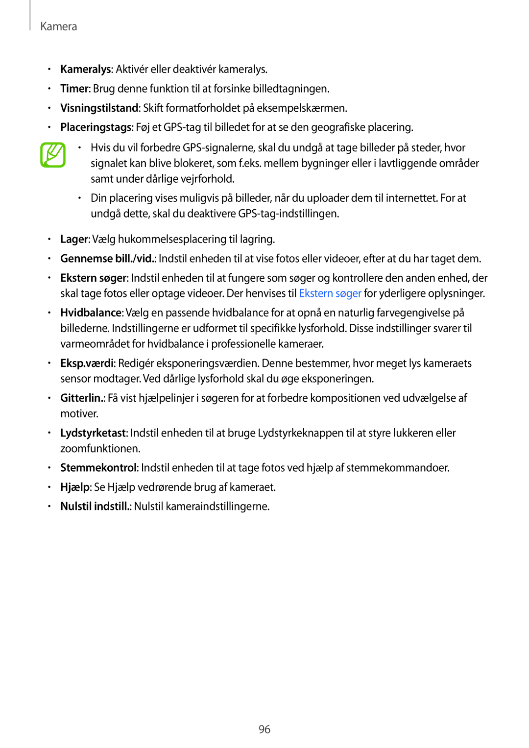 Samsung SM-T705NTSANEE, SM-T705NLSANEE, SM-T705NHAANEE, SM-T705NZWANEE manual Lager Vælg hukommelsesplacering til lagring 