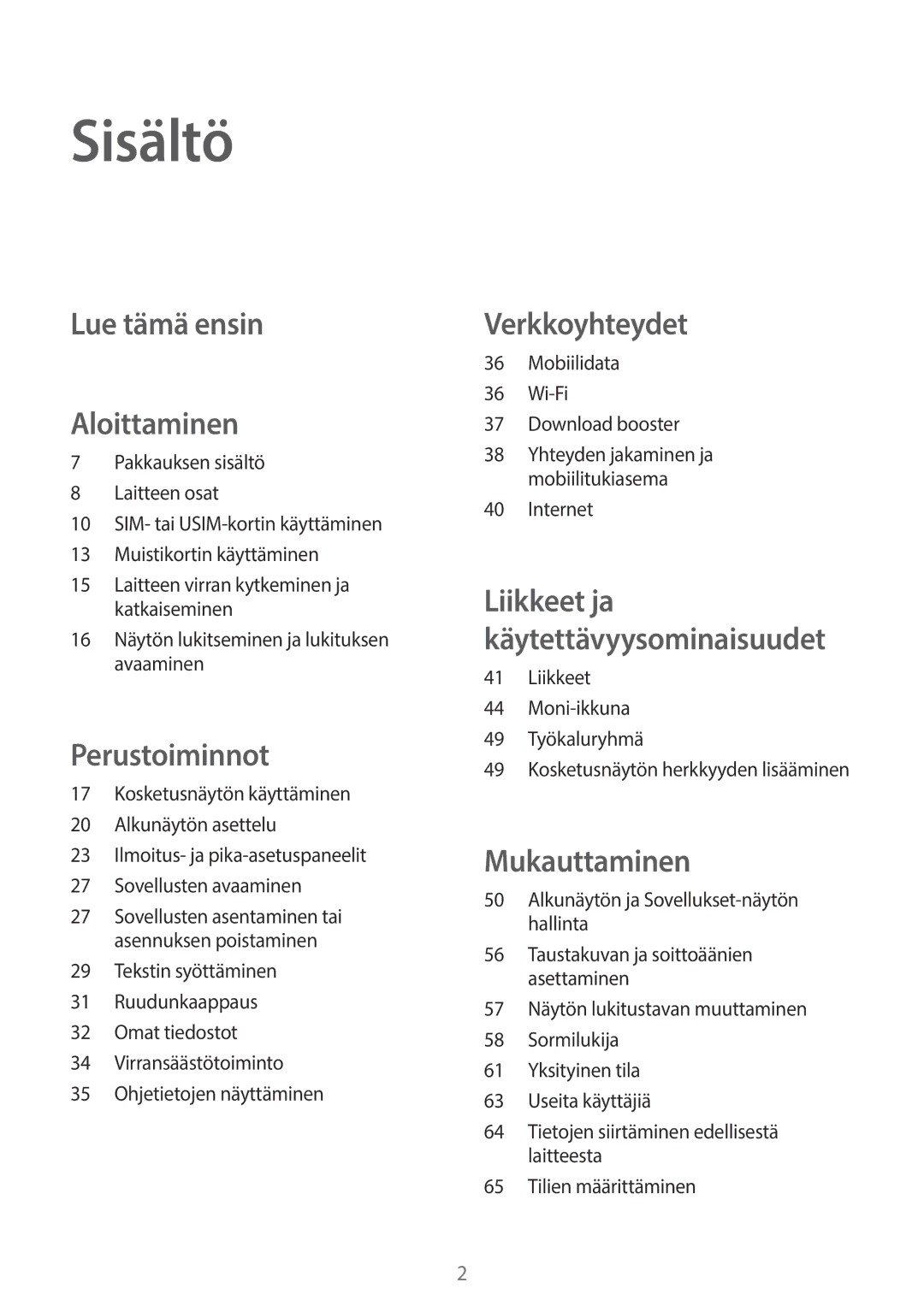 Samsung SM-T705NHAANEE Sisältö, 16 Näytön lukitseminen ja lukituksen avaaminen, Alkunäytön ja Sovellukset-näytön hallinta 