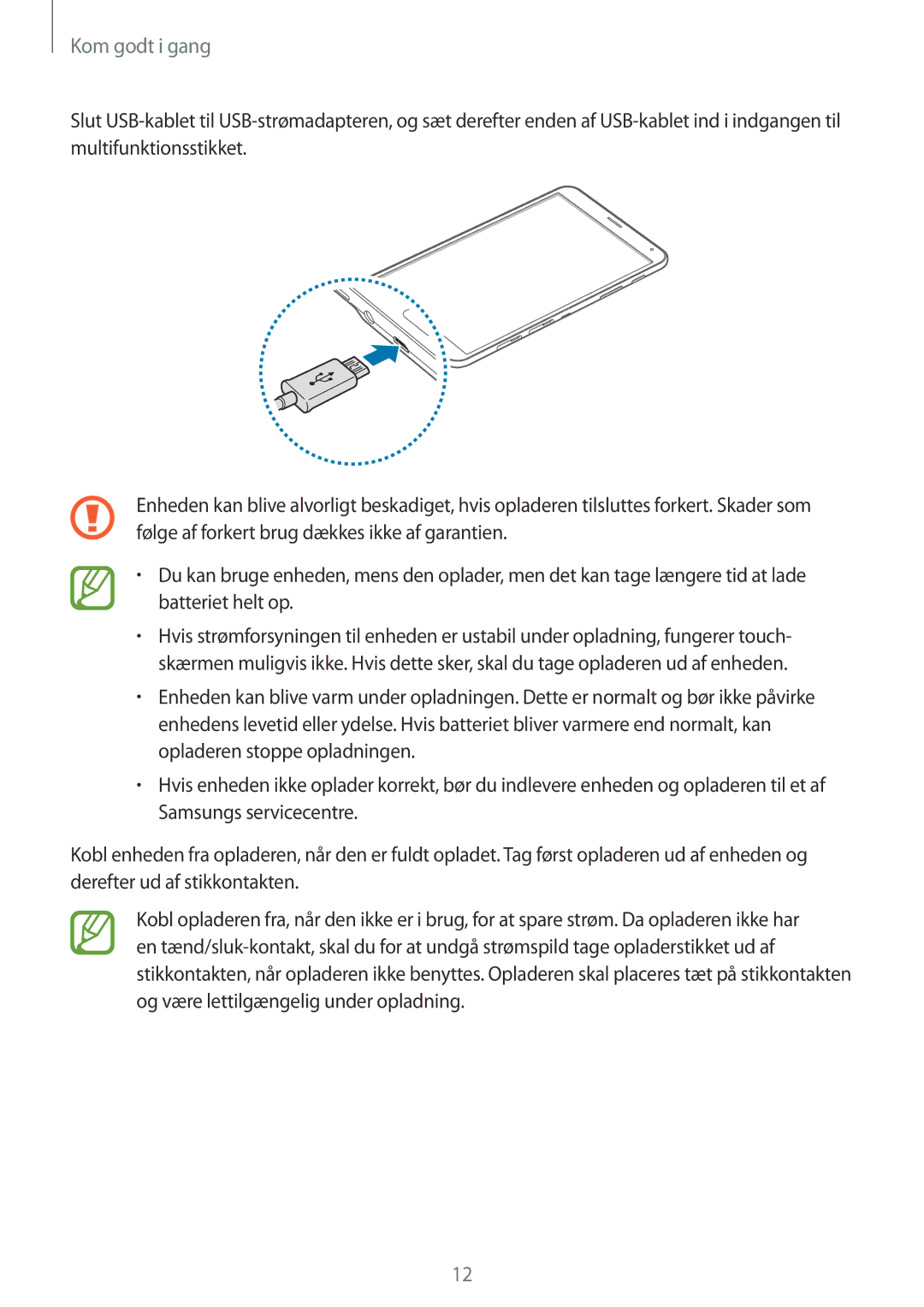 Samsung SM-T705NTSANEE, SM-T705NLSANEE, SM-T705NHAANEE, SM-T705NZWANEE manual Kom godt i gang 