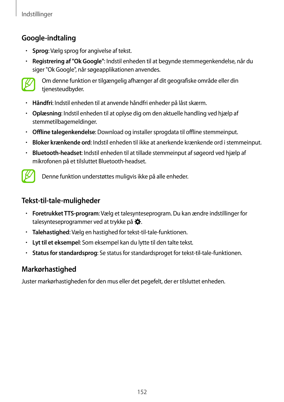 Samsung SM-T805NHAANEE, SM-T705NTSANEE, SM-T805NTSANEE manual Google-indtaling, Tekst-til-tale-muligheder, Markørhastighed 