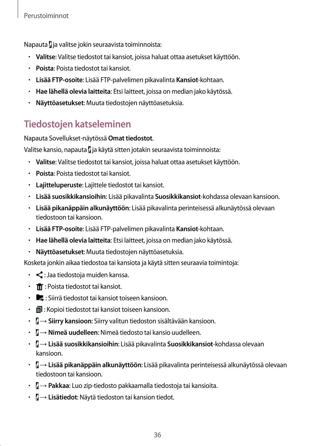 Samsung SM-T705NTSANEE, SM-T805NTSANEE, SM-T705NLSANEE, SM-T705NHAANEE, SM-T805NTSENEE manual Tiedostojen katseleminen 