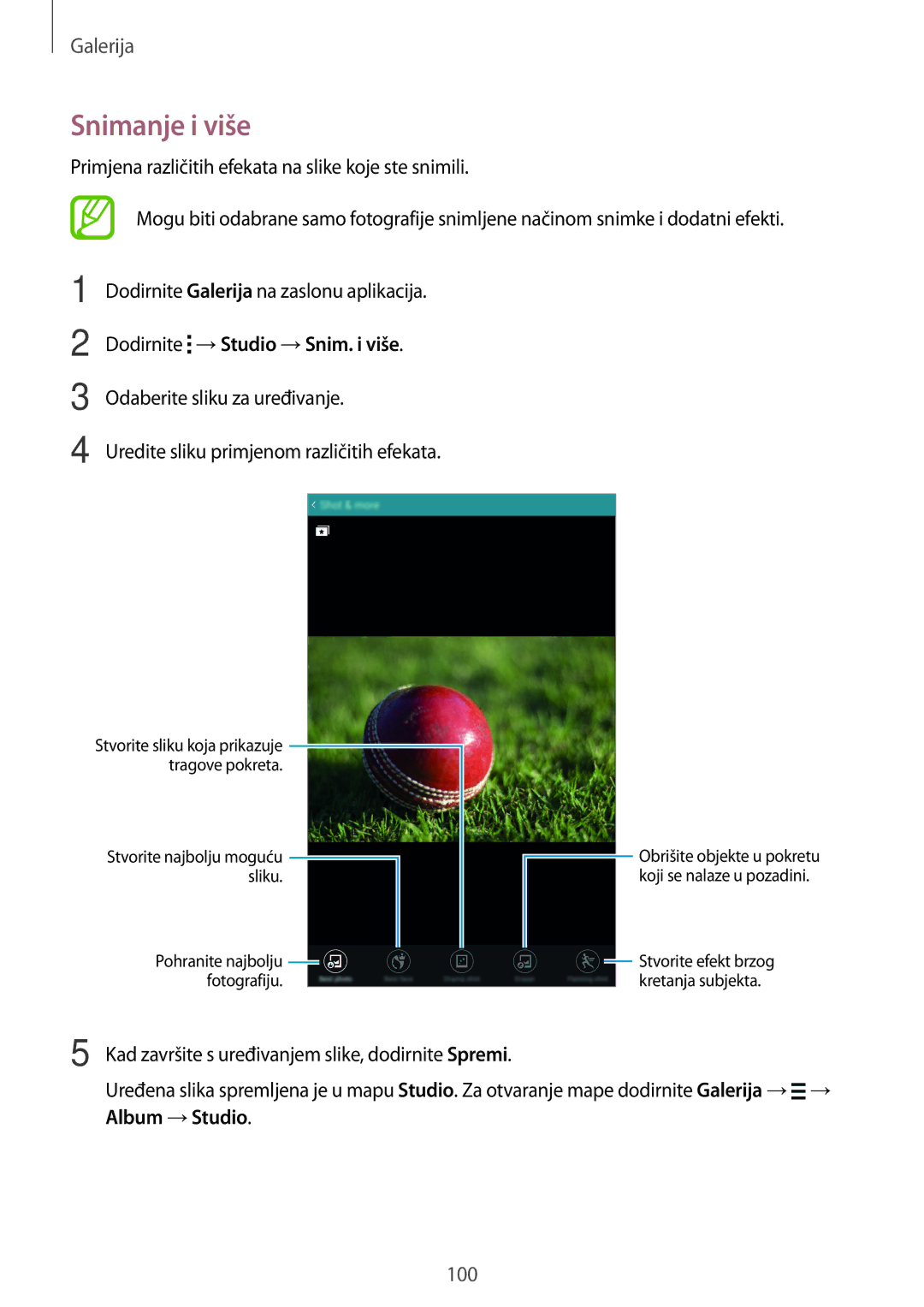 Samsung SM-T705NTSASEE, SM-T705NZWASEE manual Snimanje i više, Dodirnite →Studio →Snim. i više 