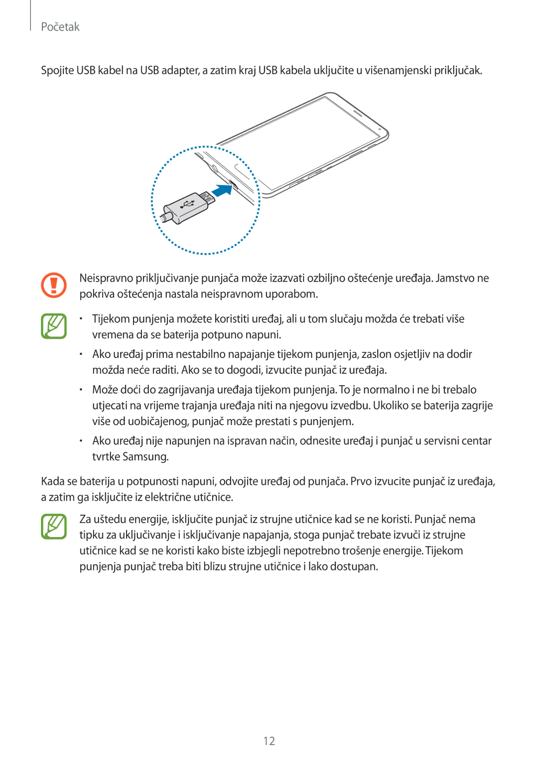 Samsung SM-T705NTSASEE, SM-T705NZWASEE manual Početak 