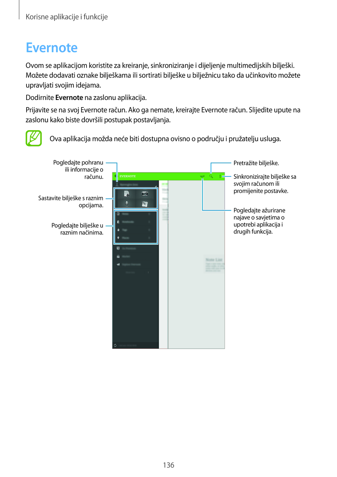 Samsung SM-T705NTSASEE, SM-T705NZWASEE manual Evernote 