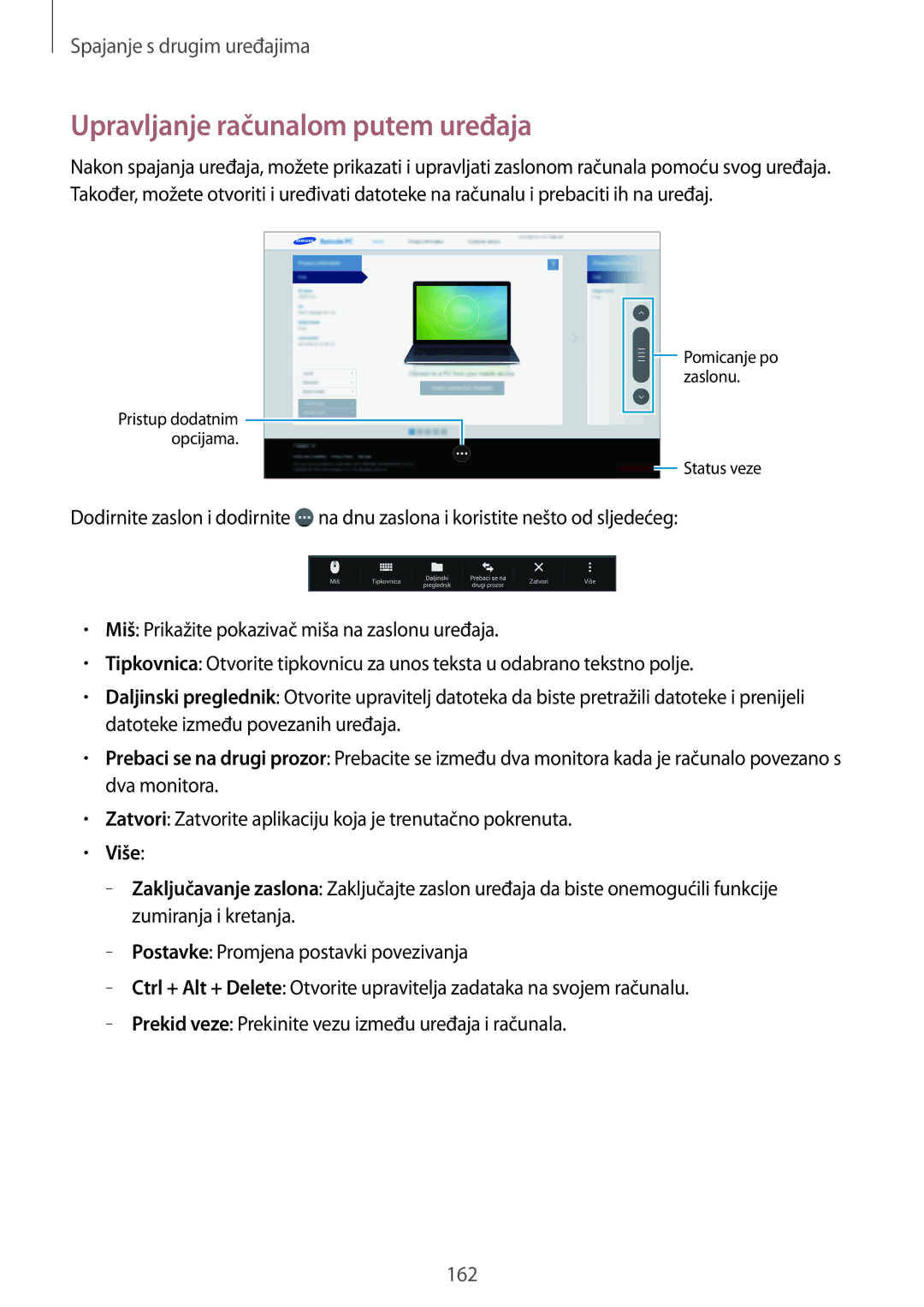 Samsung SM-T705NTSASEE, SM-T705NZWASEE manual Upravljanje računalom putem uređaja, Više 