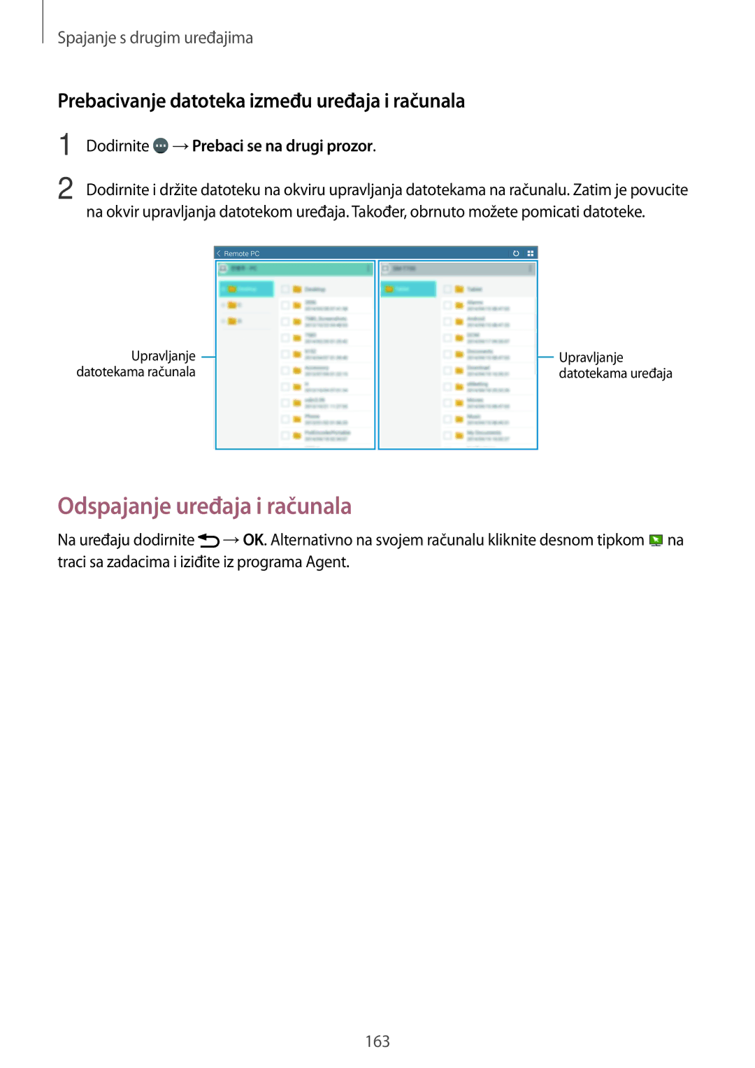 Samsung SM-T705NZWASEE, SM-T705NTSASEE manual Odspajanje uređaja i računala, Prebacivanje datoteka između uređaja i računala 