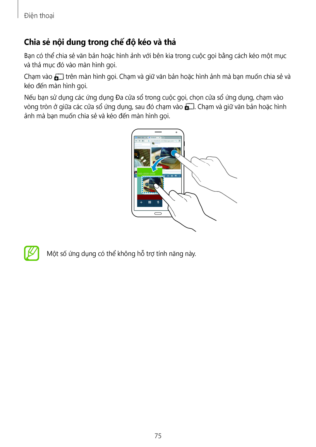 Samsung SM-T705NZWAXXV, SM-T705NTSAXXV manual Chia sẻ nội dung trong chế độ kéo và thả 