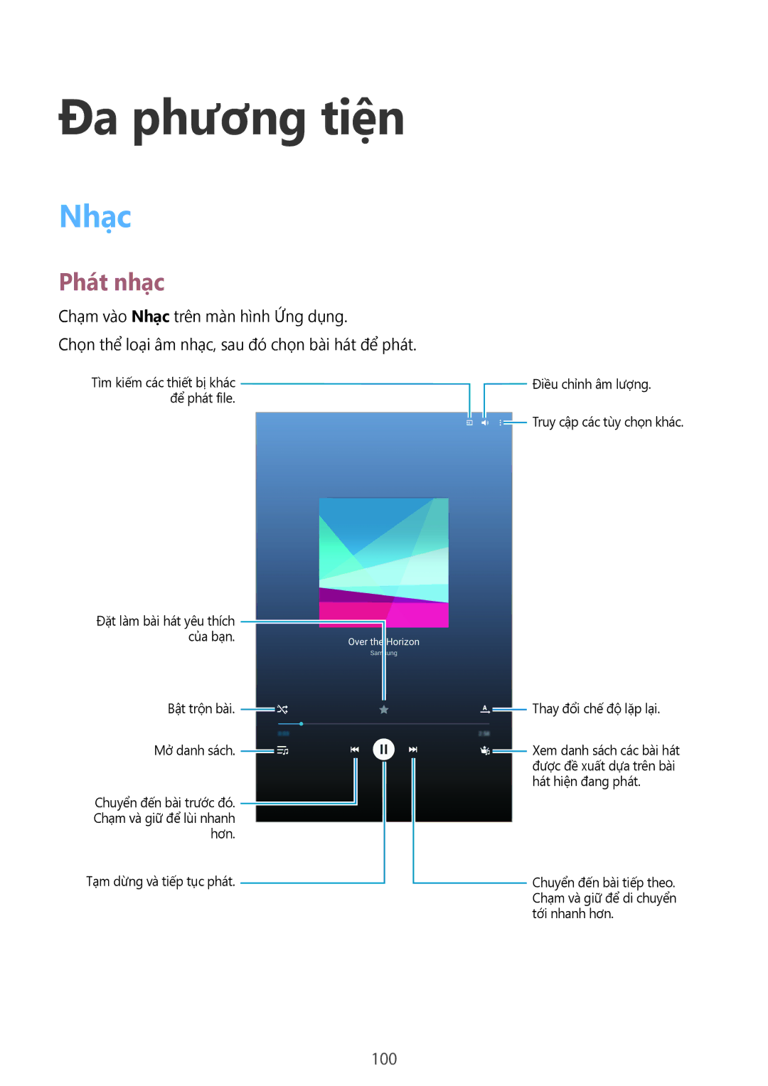 Samsung SM-T705NTSAXXV, SM-T705NZWAXXV manual Đa phương tiện, Nhạc, Phát nhạc, 100 