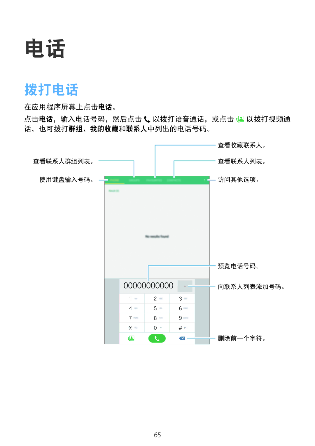 Samsung SM-T705NZWAXXV, SM-T705NTSAXXV manual 拨打电话 