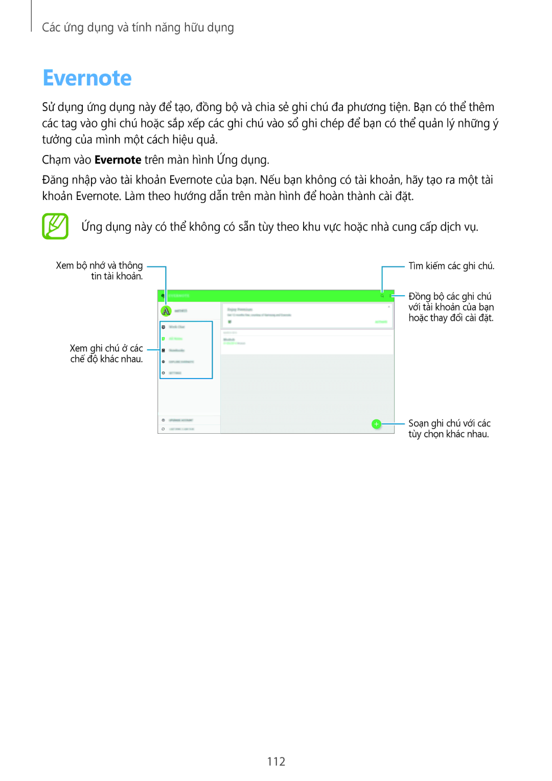 Samsung SM-T705NTSAXXV, SM-T805NTSAXXV, SM-T705NZWAXXV, SM-T805NZWAXXV manual Evernote 