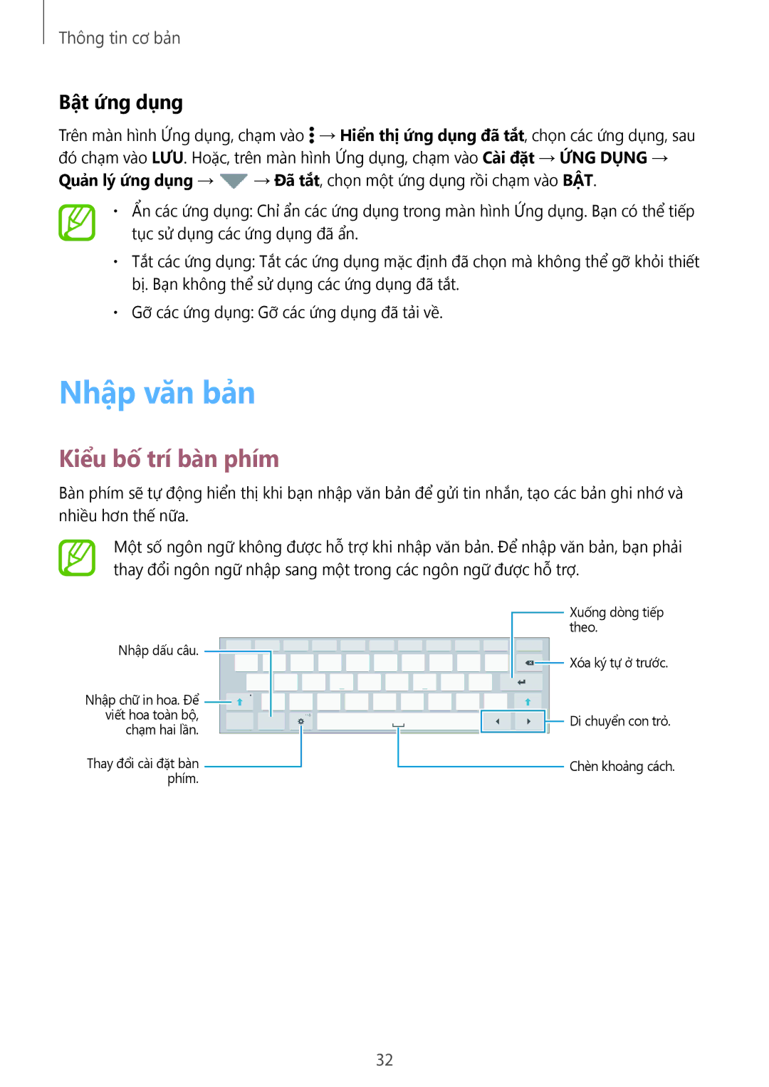 Samsung SM-T705NTSAXXV, SM-T805NTSAXXV, SM-T705NZWAXXV, SM-T805NZWAXXV manual Nhập văn bản, Kiểu bố trí bàn phím, Bật ứng dụng 