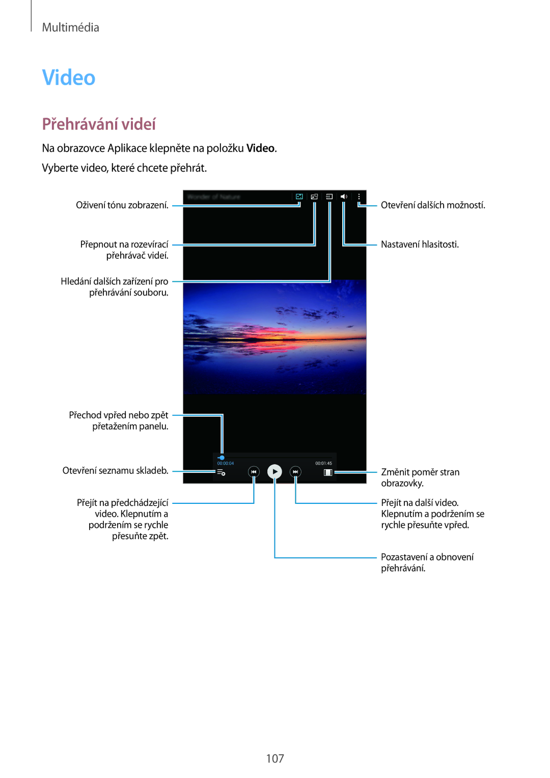 Samsung SM-T705NZWAXEH, SM-T705NZWAATO, SM-T705NZWAXEO, SM-T705NZWAEUR, SM-T705NTSAATO, SM-T705NTSAXEO Video, Přehrávání videí 
