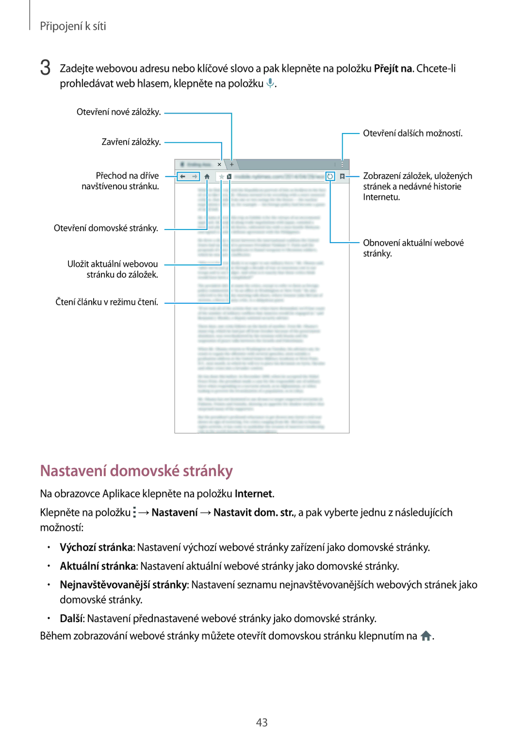 Samsung SM-T705NTSAEUR, SM-T705NZWAATO, SM-T705NZWAXEO, SM-T705NZWAEUR, SM-T705NTSAATO manual Nastavení domovské stránky 