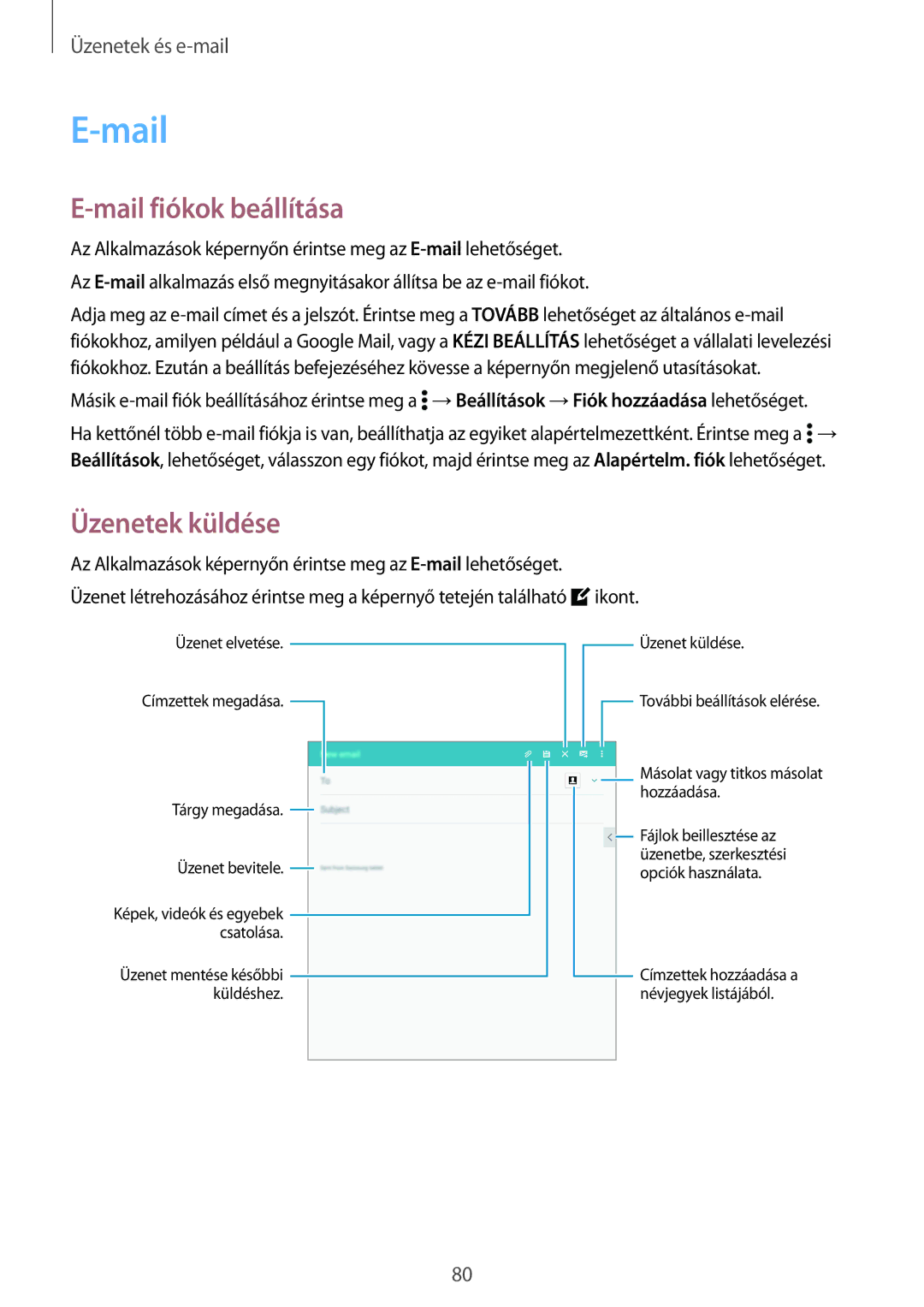 Samsung SM-T705NZWAPAN, SM-T705NZWAATO, SM-T705NZWAXEO, SM-T705NZWAEUR, SM-T705NTSAATO manual Mail fiókok beállítása 