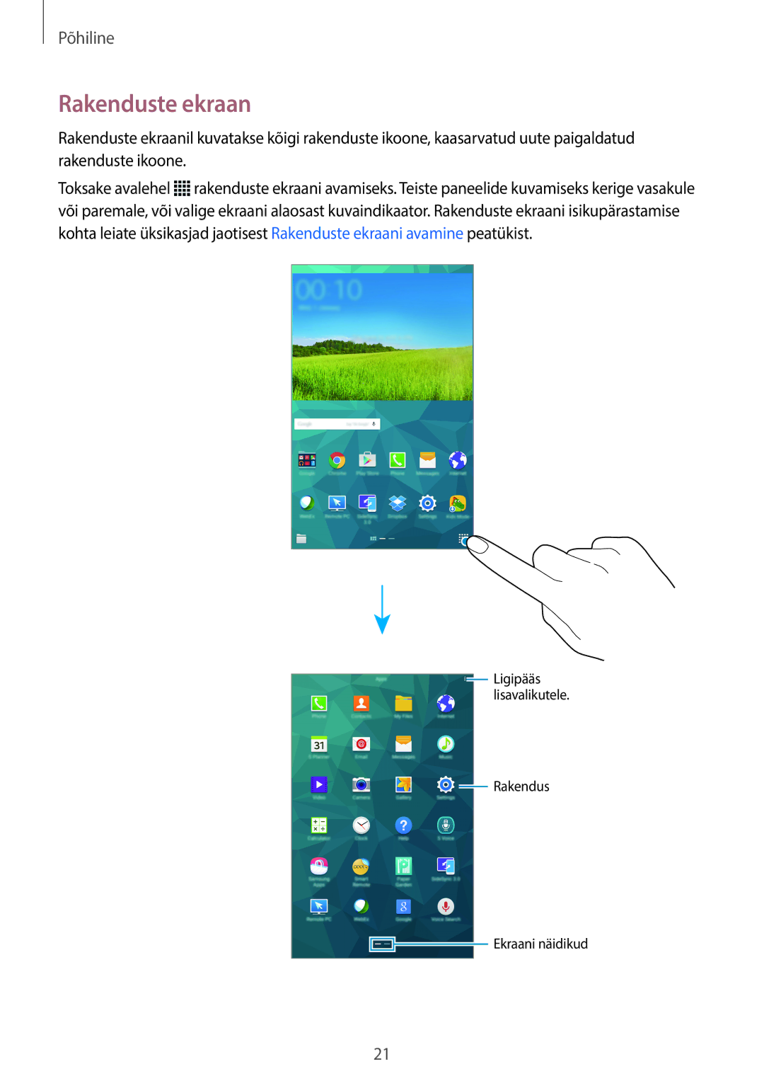 Samsung SM-T705NTSASEB, SM-T705NZWASEB manual Rakenduste ekraan 