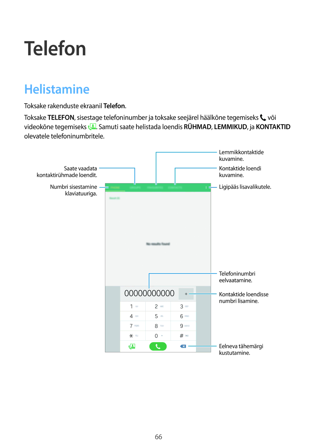 Samsung SM-T705NZWASEB, SM-T705NTSASEB manual Telefon, Helistamine 