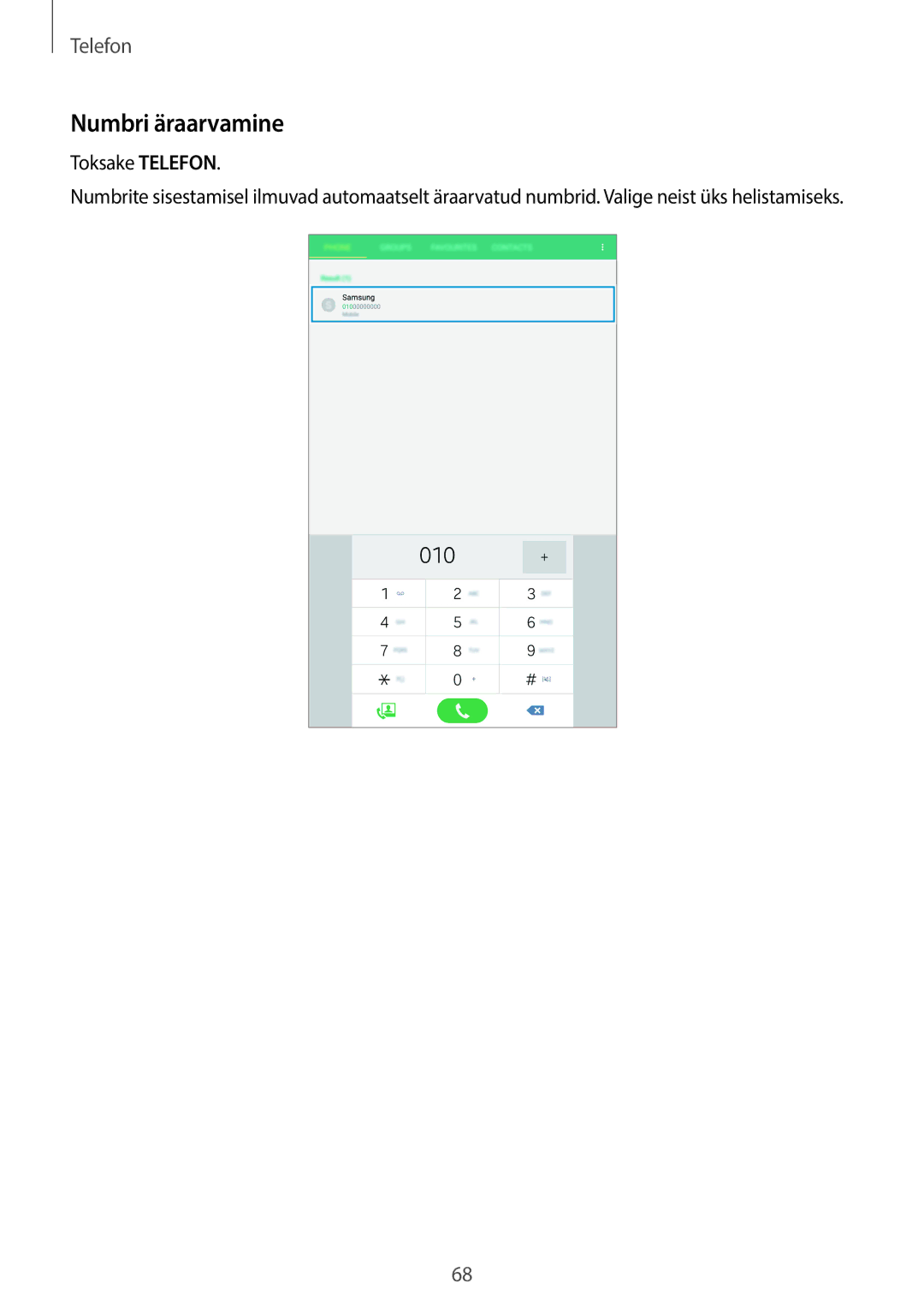 Samsung SM-T705NZWASEB, SM-T705NTSASEB manual Numbri äraarvamine, Toksake Telefon 