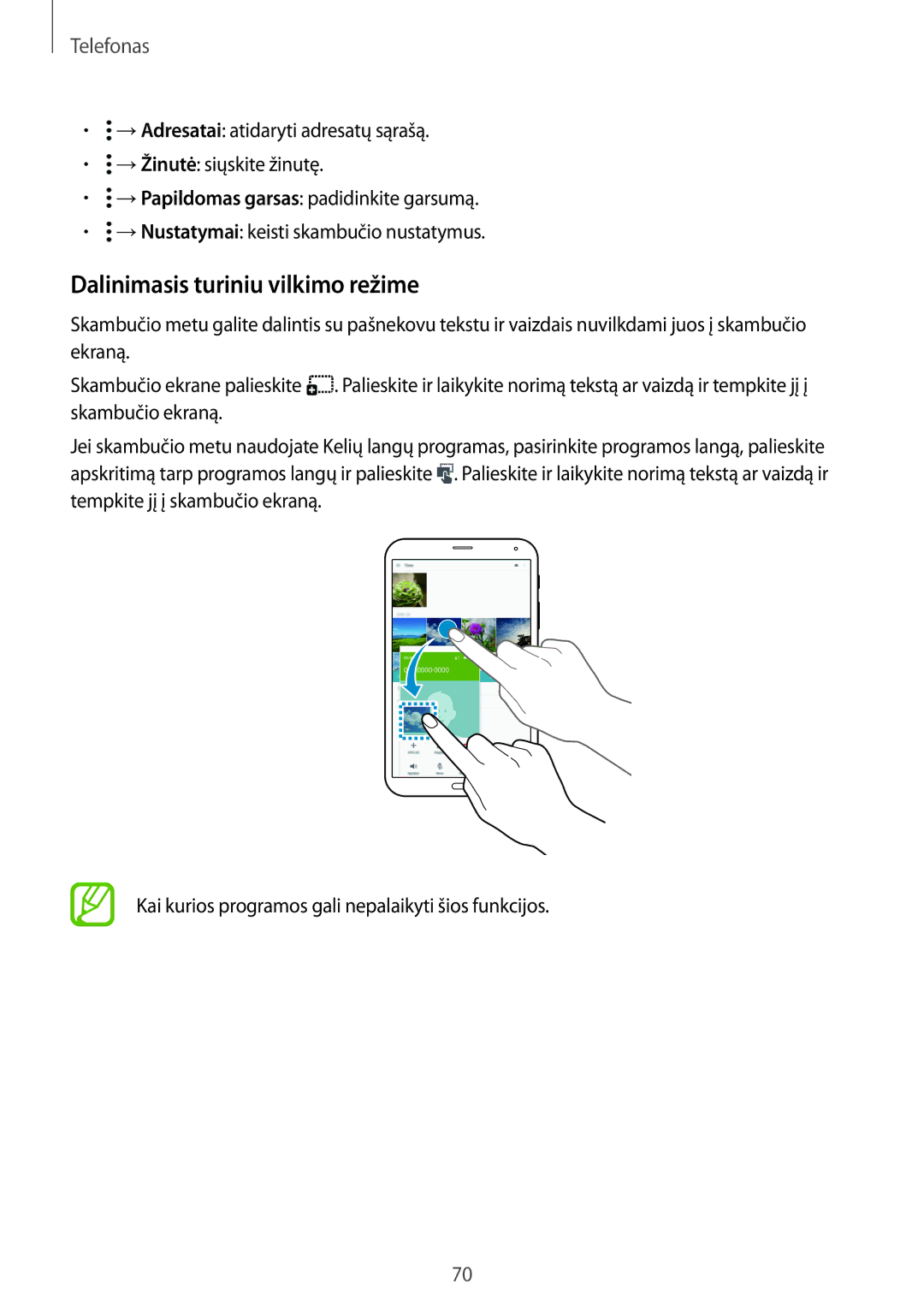 Samsung SM-T705NZWASEB, SM-T705NTSASEB manual Dalinimasis turiniu vilkimo režime 