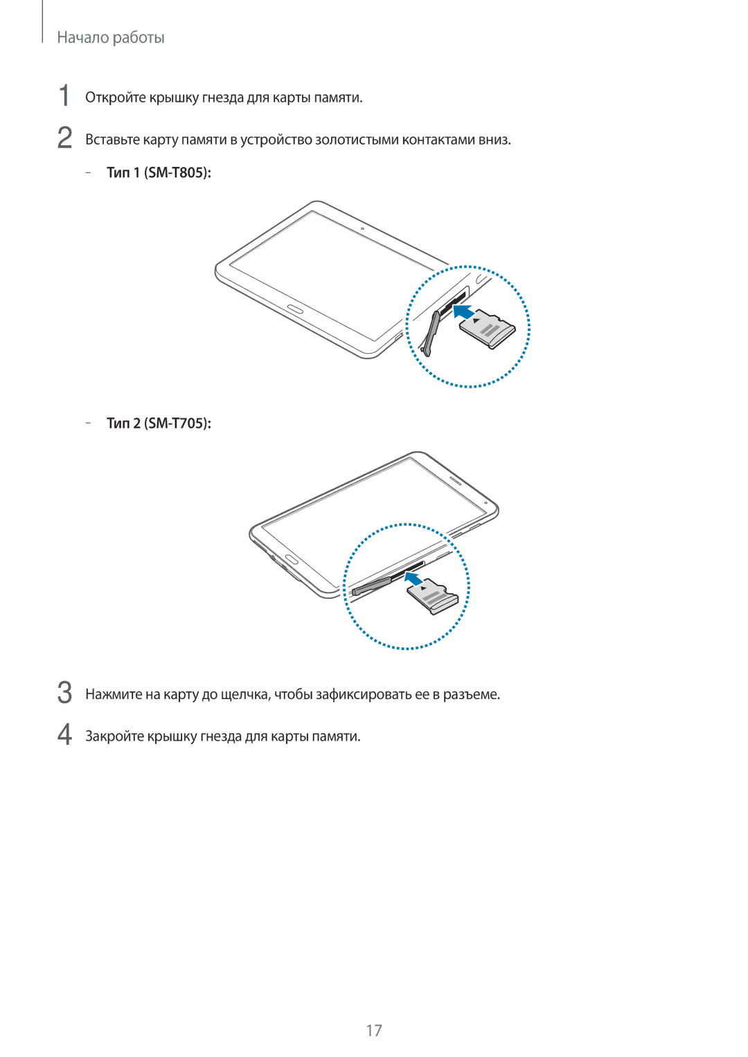 Samsung SM-T705NTSASEB, SM-T705NZWASEB, SM-T805NZWASEB, SM-T805NTSASEB, SM-T805NHAASEB manual Тип 1 SM-T805 Тип 2 SM-T705 