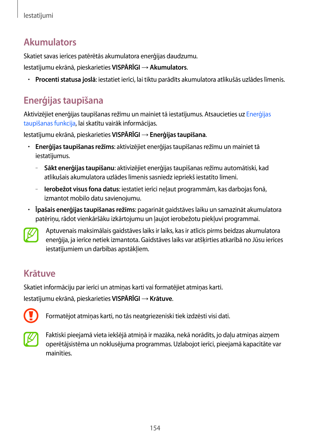 Samsung SM-T805NHAASEB, SM-T705NZWASEB, SM-T805NZWASEB, SM-T705NTSASEB manual Akumulators, Enerģijas taupīšana, Krātuve 