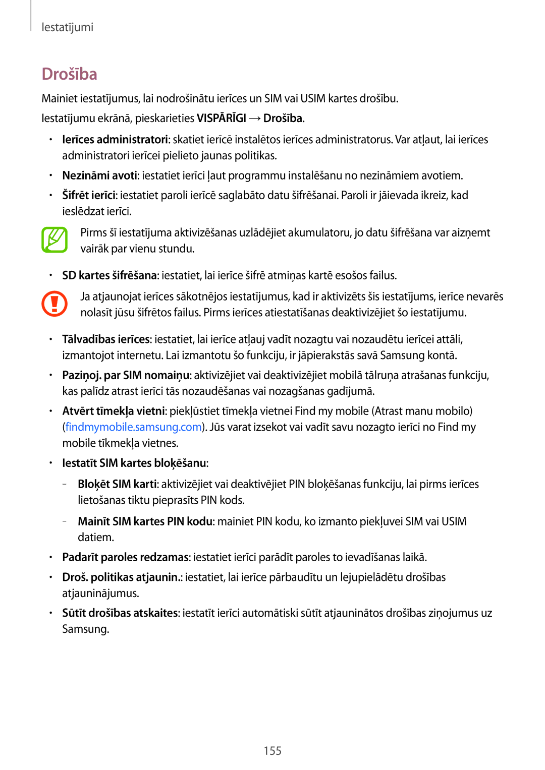 Samsung SM-T705NZWASEB, SM-T805NZWASEB, SM-T705NTSASEB, SM-T805NTSASEB, SM-T805NHAASEB Drošība, Iestatīt SIM kartes bloķēšanu 