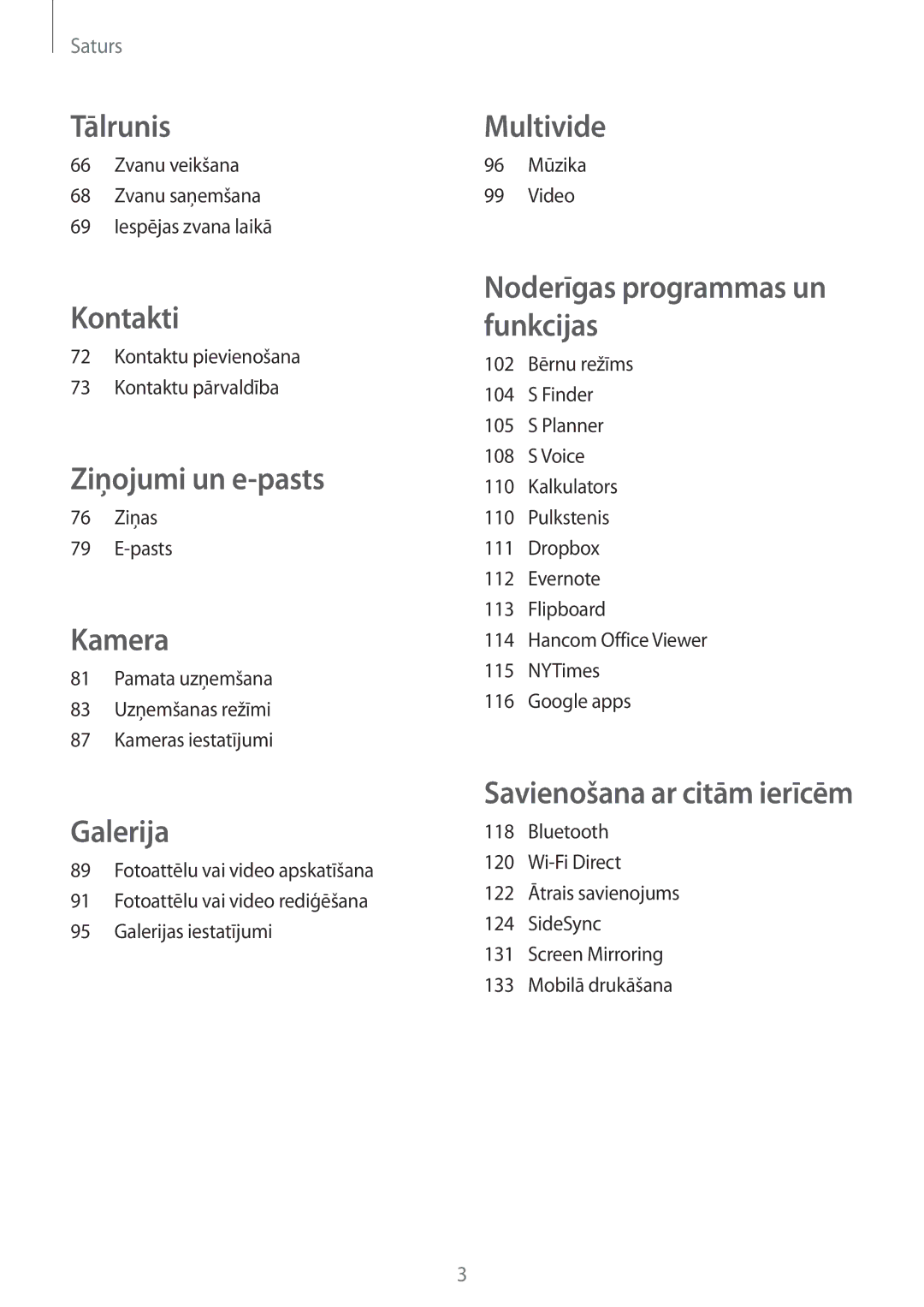 Samsung SM-T805NTSASEB, SM-T705NZWASEB, SM-T805NZWASEB, SM-T705NTSASEB, SM-T805NHAASEB manual Tālrunis 