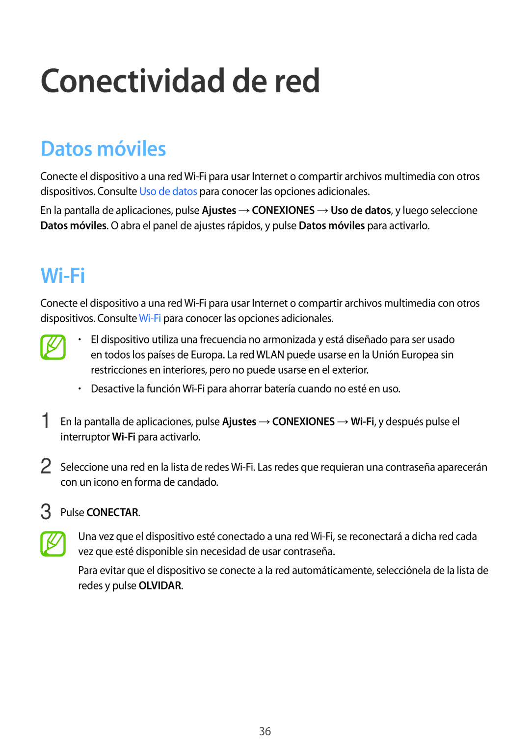 Samsung SM-T705NZWATPH, SM-T705NTSATPH, SM-T705NZWADBT manual Conectividad de red, Datos móviles, Wi-Fi, Pulse Conectar 