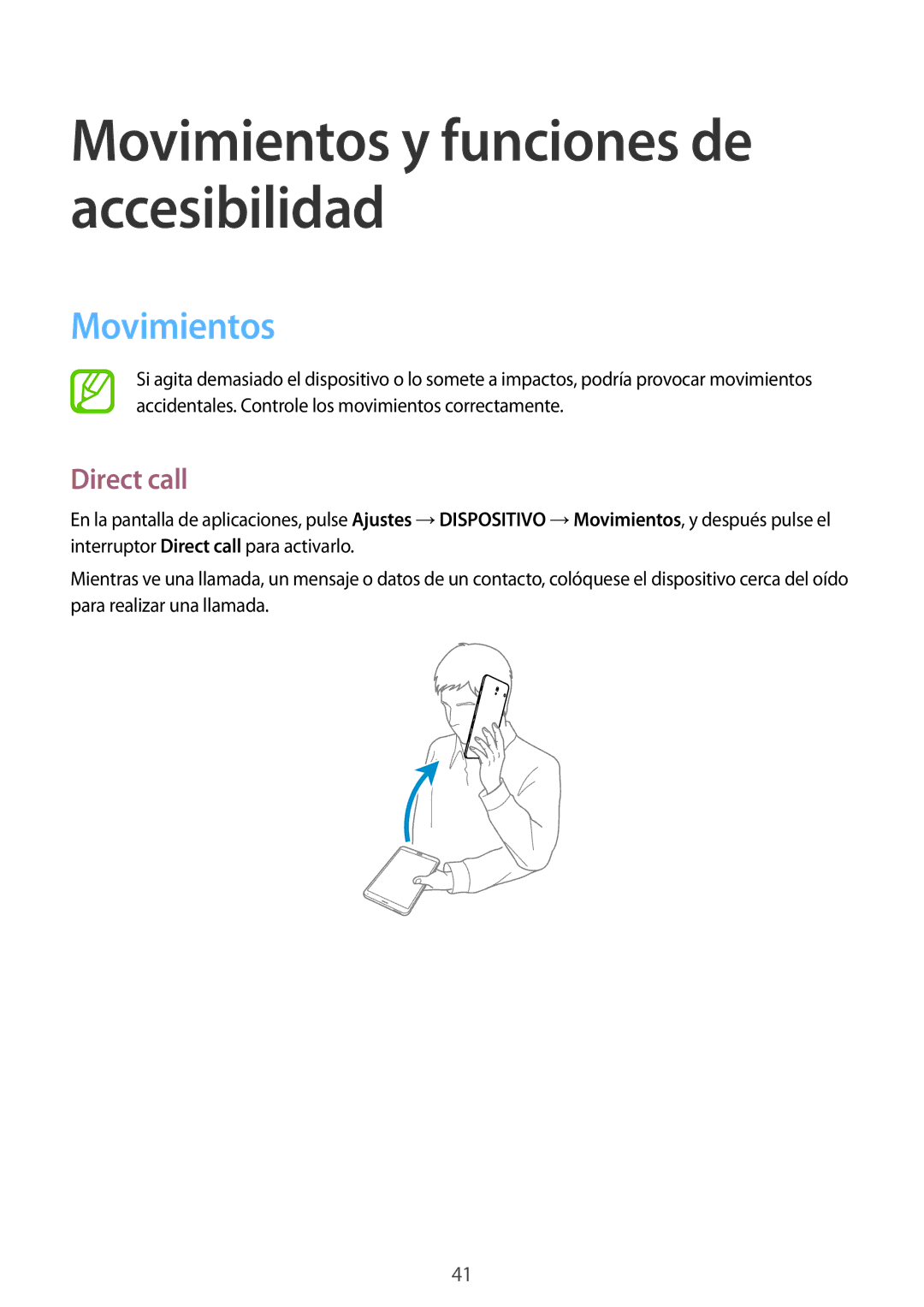 Samsung SM-T705NTSAPHE, SM-T705NZWATPH, SM-T705NTSATPH, SM-T705NZWADBT, SM-T705NZWAITV manual Movimientos, Direct call 