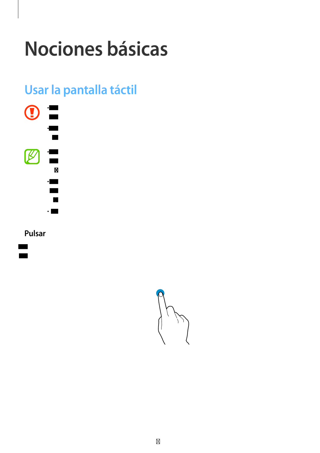 Samsung SM-T705NZWAPHE, SM-T705NZWATPH, SM-T705NTSATPH, SM-T705NZWADBT Nociones básicas, Usar la pantalla táctil, Pulsar 
