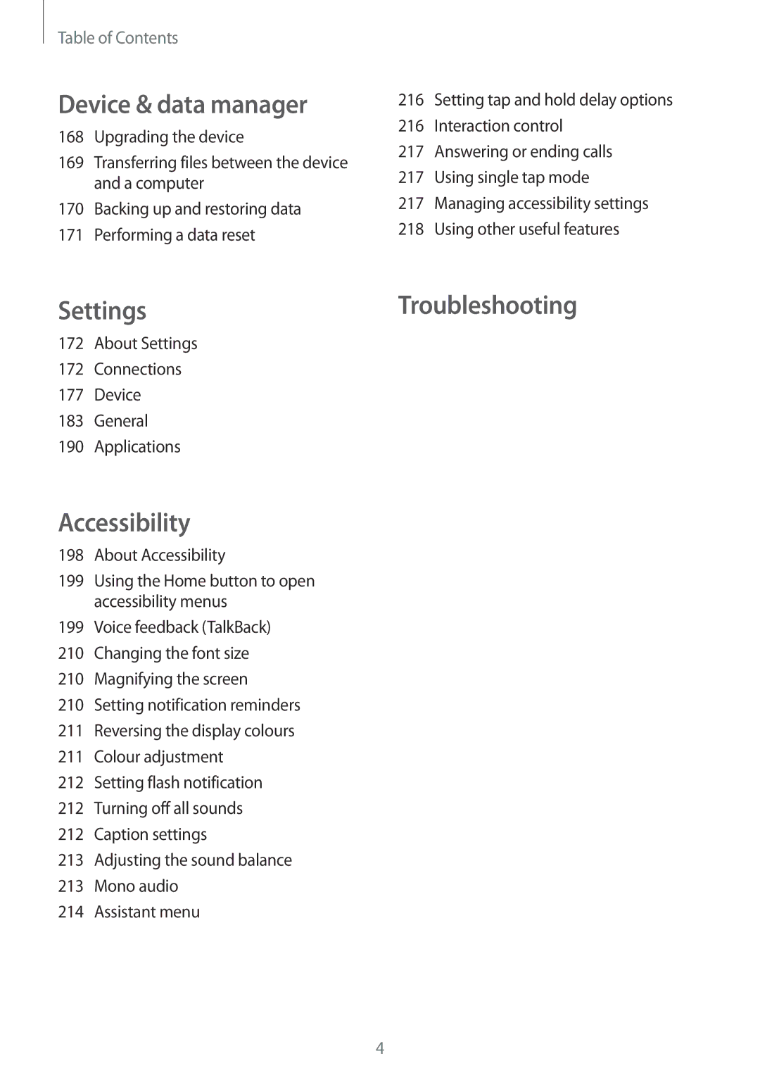 Samsung SM-T705NHAADBT, SM-T705NZWATPH manual Device & data manager, About Settings Connections Device General Applications 