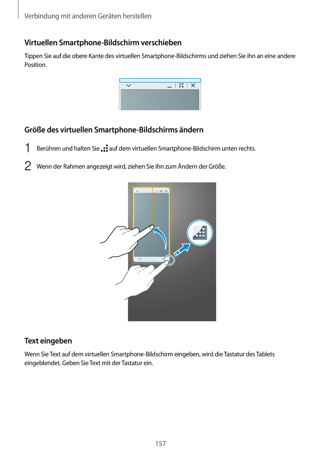 Samsung SM-T705NZWASEB Virtuellen Smartphone-Bildschirm verschieben, Größe des virtuellen Smartphone-Bildschirms ändern 