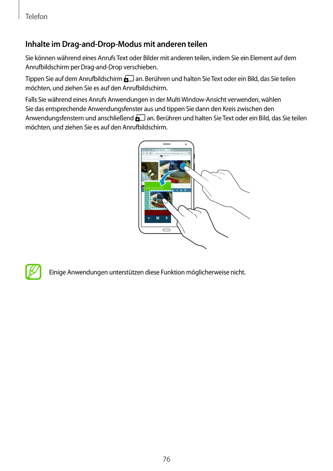 Samsung SM-T705NTSAATO, SM-T705NZWATPH, SM-T705NZWASEB, SM-T705NZWAATO Inhalte im Drag-and-Drop-Modus mit anderen teilen 