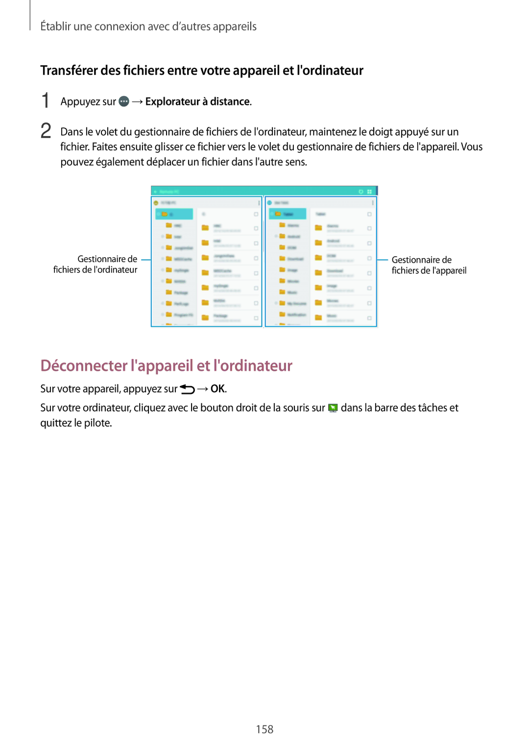 Samsung SM-T705NZWAXEF Déconnecter lappareil et lordinateur, Transférer des fichiers entre votre appareil et lordinateur 