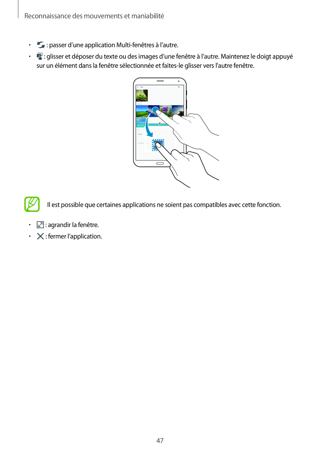 Samsung SM-T705NZWAXEF manual Passer d’une application Multi-fenêtres à l’autre 