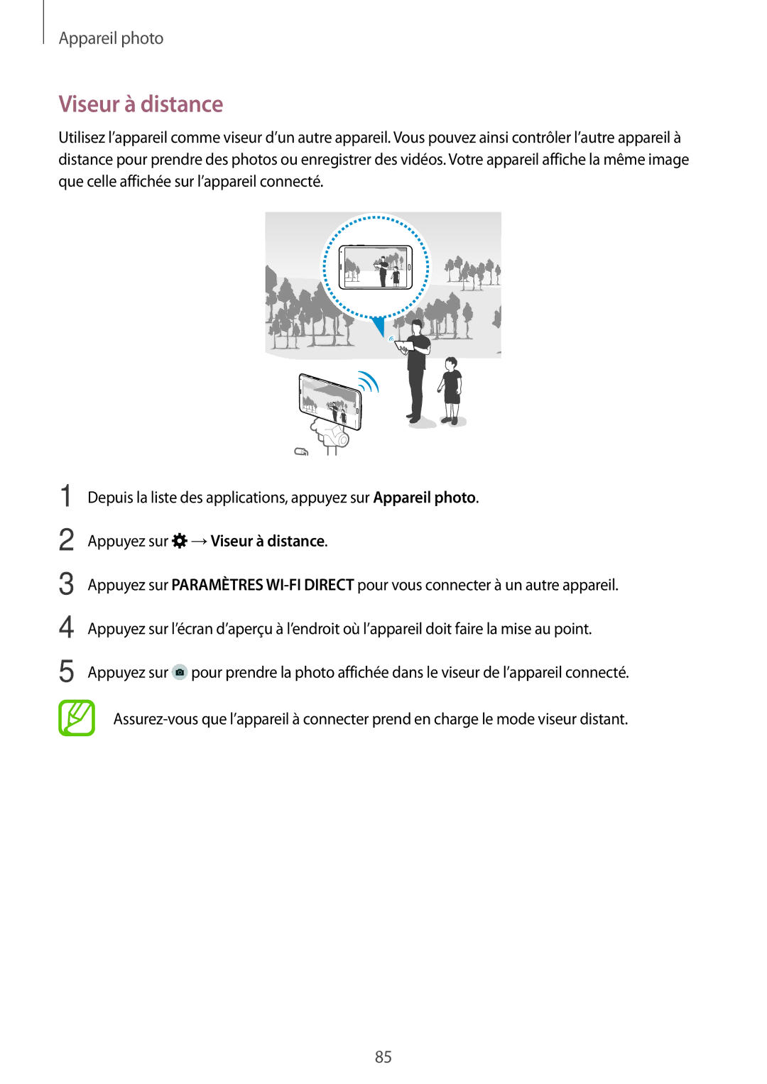 Samsung SM-T705NZWAXEF manual Appuyez sur →Viseur à distance 