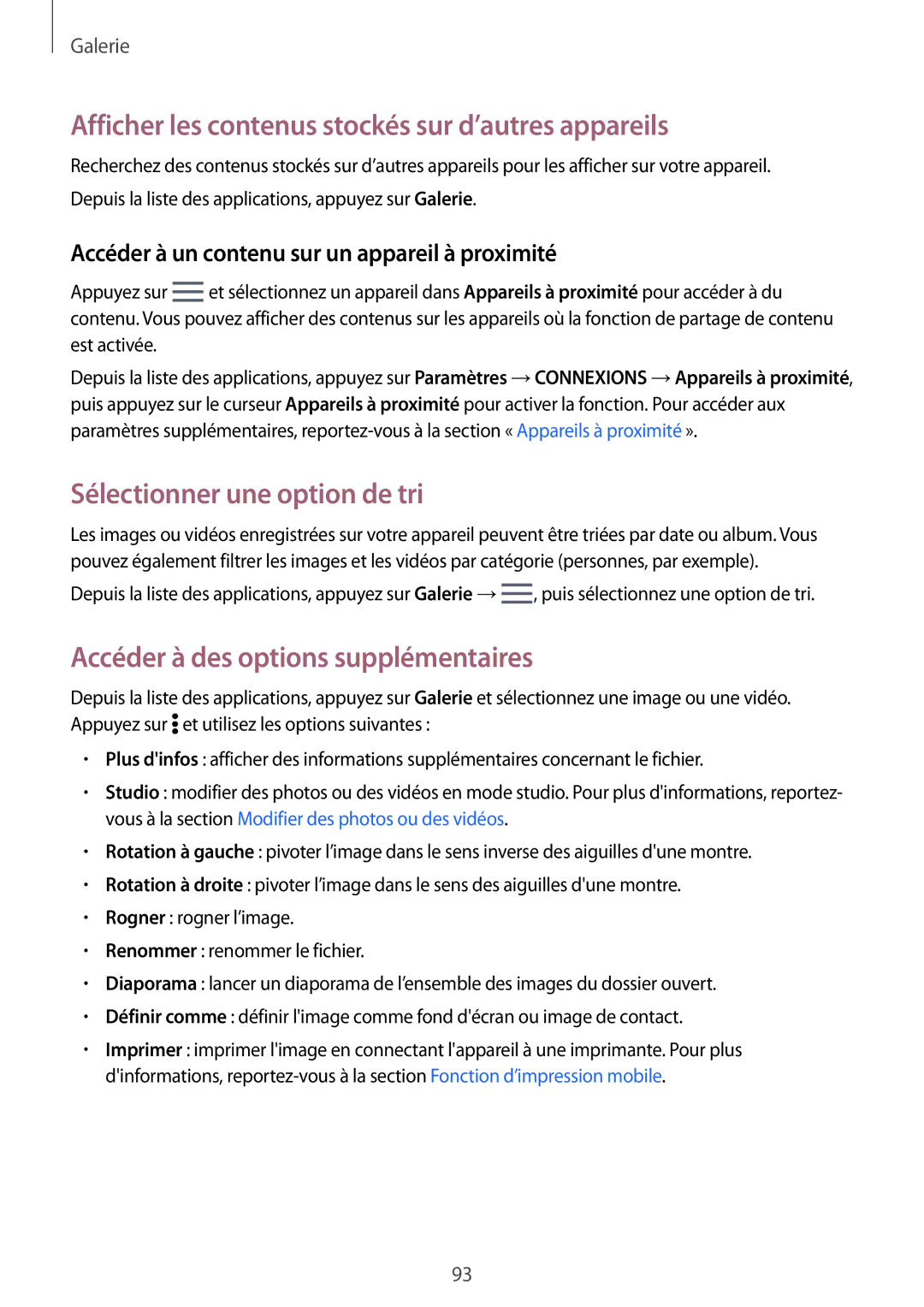 Samsung SM-T705NZWAXEF manual Afficher les contenus stockés sur d’autres appareils, Sélectionner une option de tri 