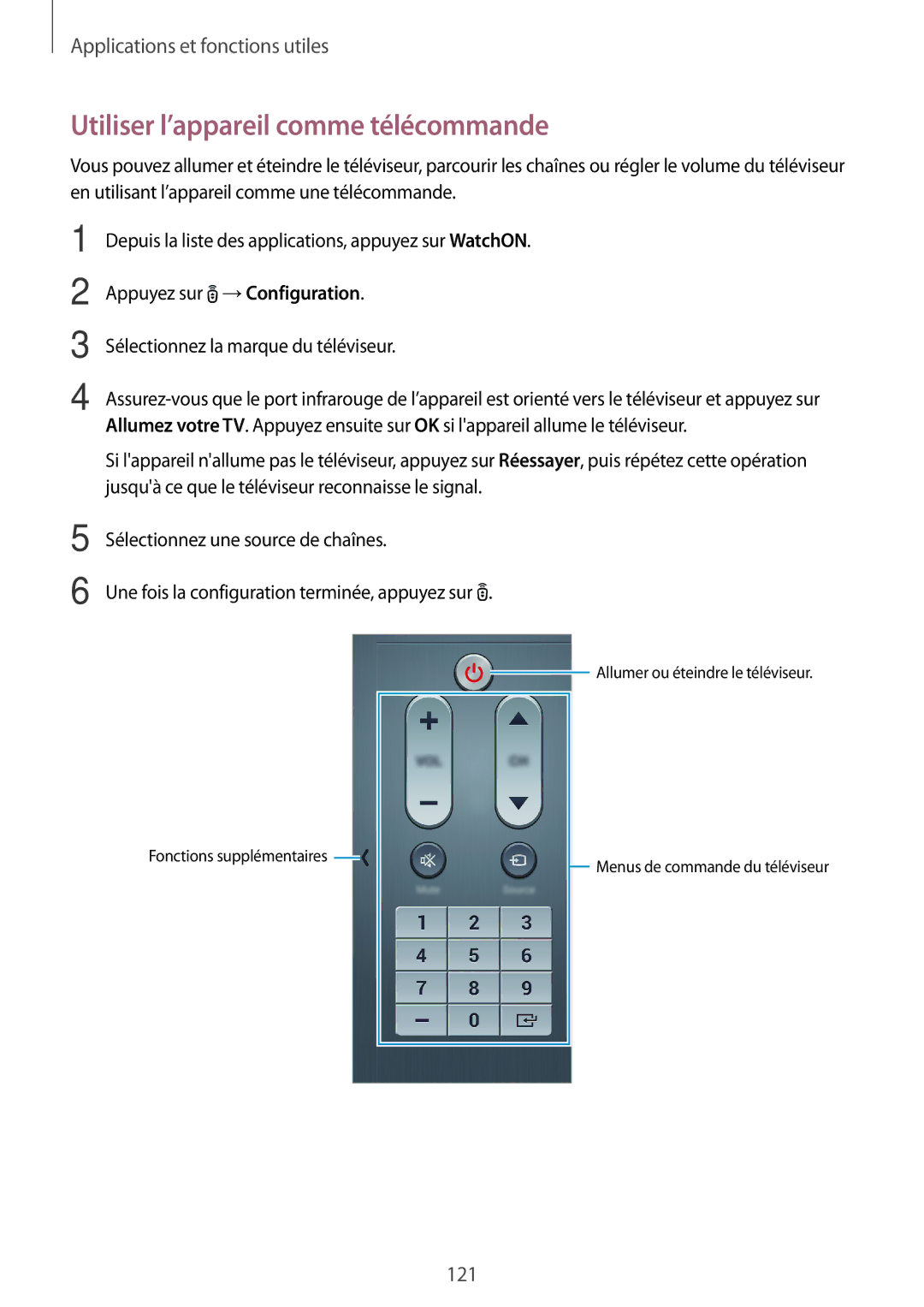 Samsung SM-T705NZWAXEF manual Utiliser l’appareil comme télécommande 