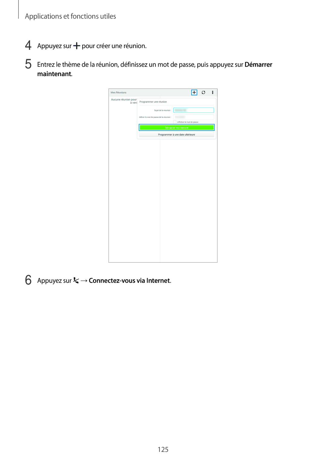 Samsung SM-T705NZWAXEF manual Maintenant Appuyez sur →Connectez-vous via Internet 