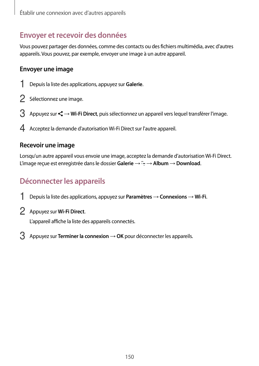 Samsung SM-T705NZWAXEF manual Déconnecter les appareils 