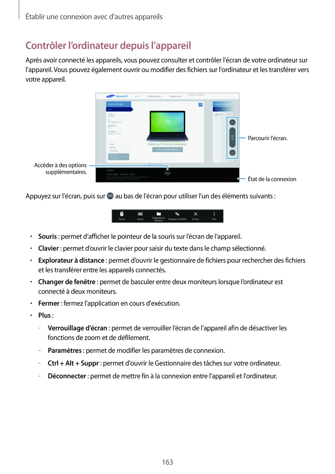 Samsung SM-T705NZWAXEF manual Contrôler l’ordinateur depuis l’appareil, Plus 