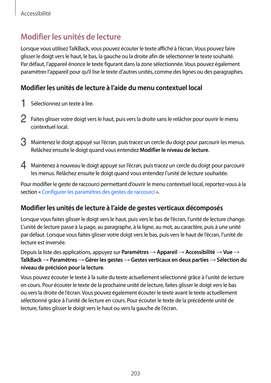 Samsung SM-T705NZWAXEF manual Modifier les unités de lecture 