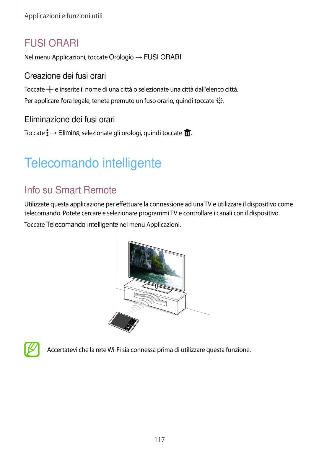 Samsung SM-T705NZWAAUT, SM-T705NZWAXEO manual Telecomando intelligente, Info su Smart Remote, Creazione dei fusi orari 