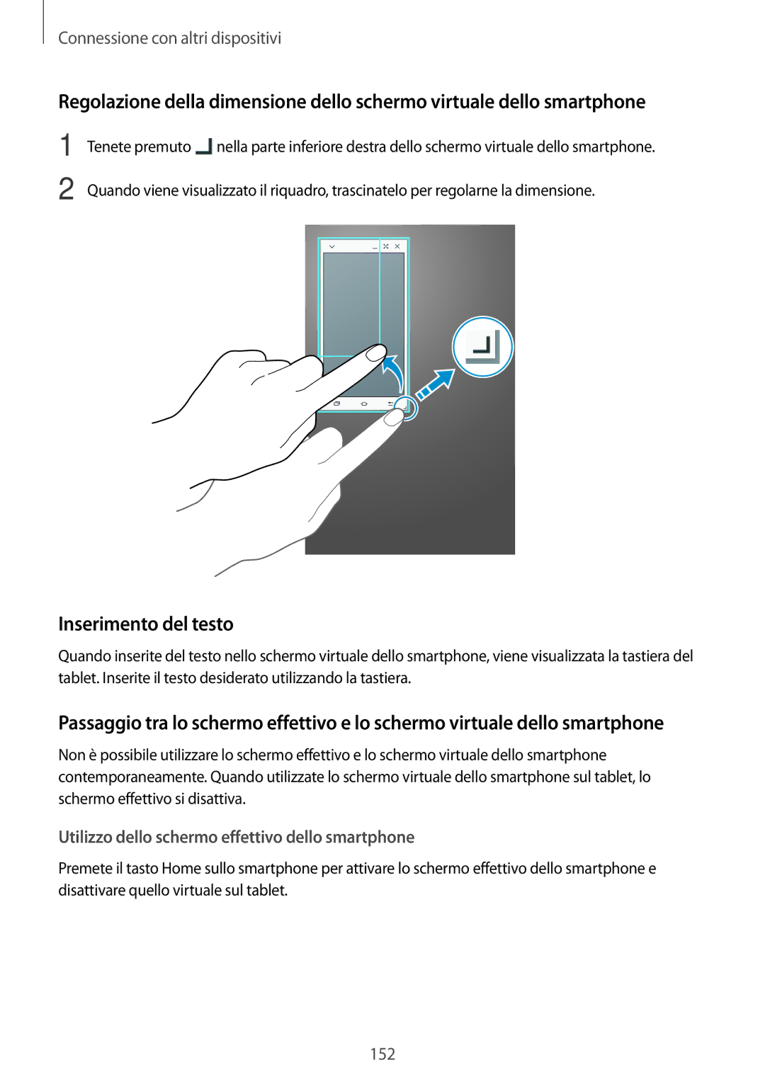 Samsung SM-T705NZWAAUT, SM-T705NZWAXEO manual Inserimento del testo, Utilizzo dello schermo effettivo dello smartphone 