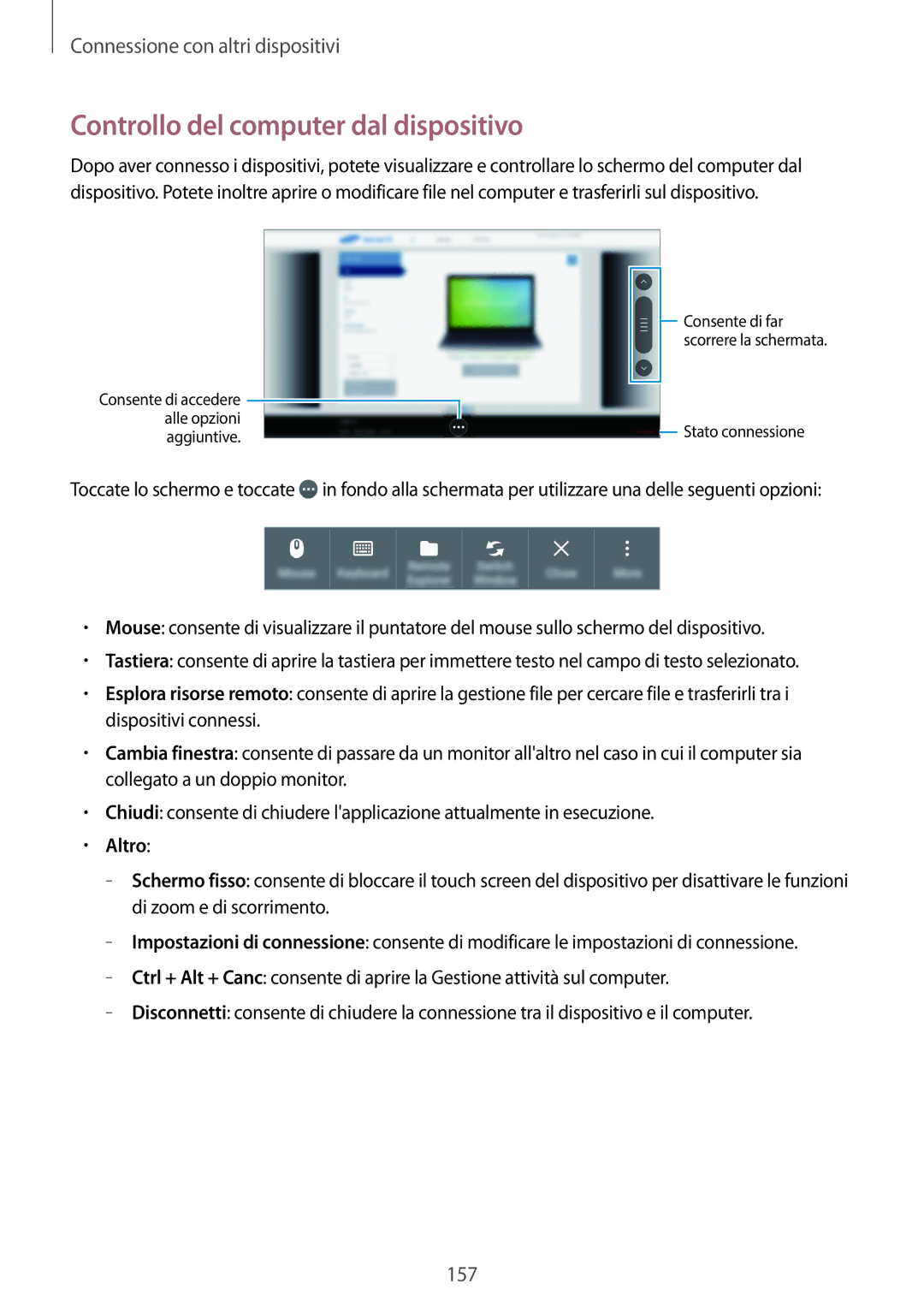 Samsung SM-T705NZWAAUT, SM-T705NZWAXEO, SM-T705NTSAITV, SM-T705NTSAXEO manual Controllo del computer dal dispositivo, Altro 