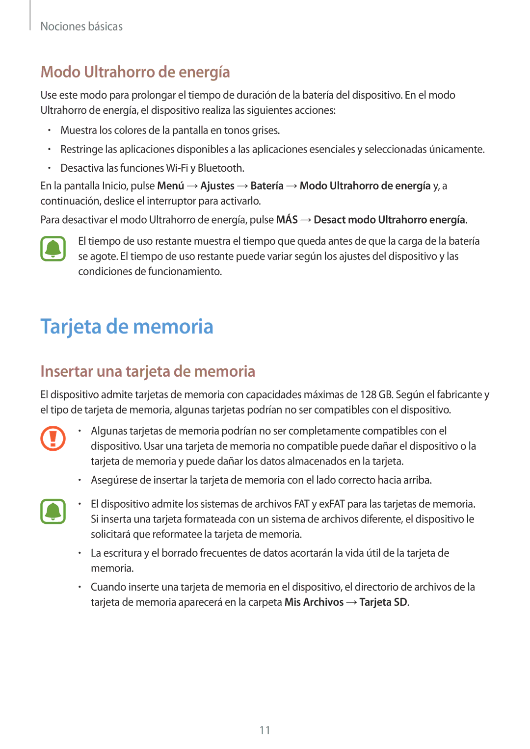 Samsung SM-T710NZWEPHE, SM-T710NZKEPHE Tarjeta de memoria, Modo Ultrahorro de energía, Insertar una tarjeta de memoria 